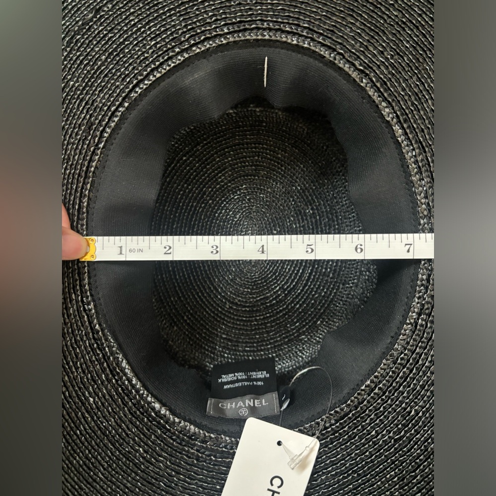 Chanel 2020 straw wide brim hat black NWT - Picture 11 of 13